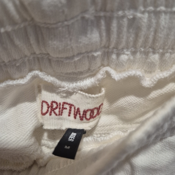 Driftwood Embroidered Jogger Pants with Drawstring Size Medium Cream White - Picture 4 of 6